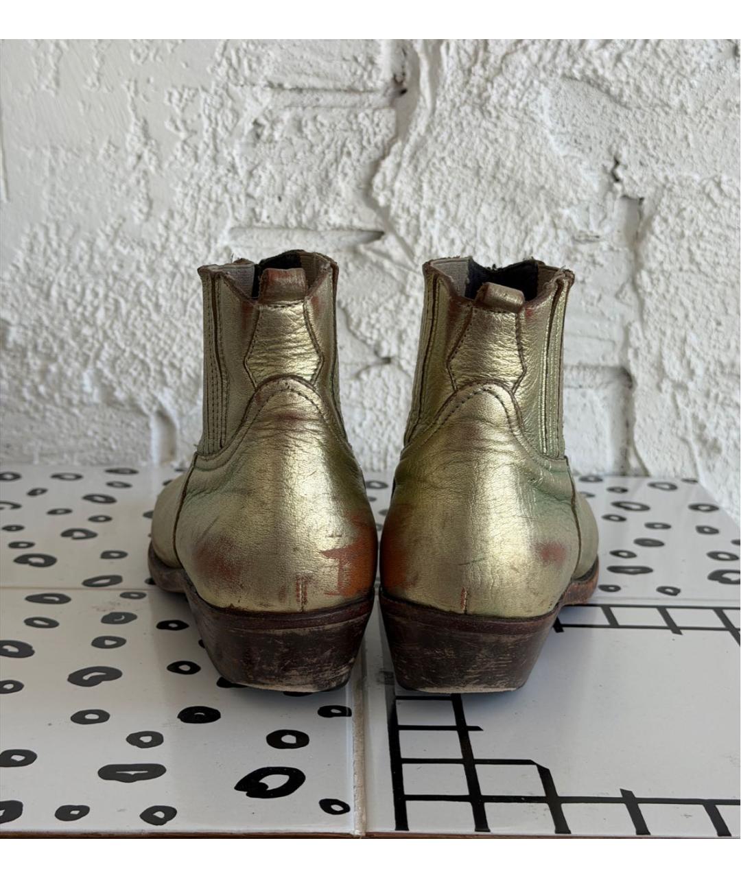 GOLDEN GOOSE DELUXE BRAND Золотые кожаные полусапоги, фото 4