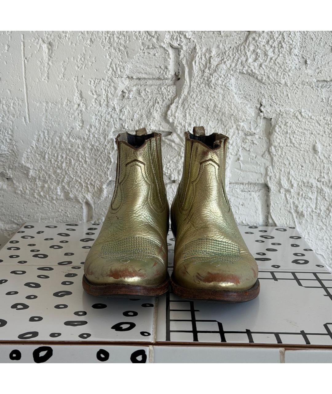 GOLDEN GOOSE DELUXE BRAND Золотые кожаные полусапоги, фото 2