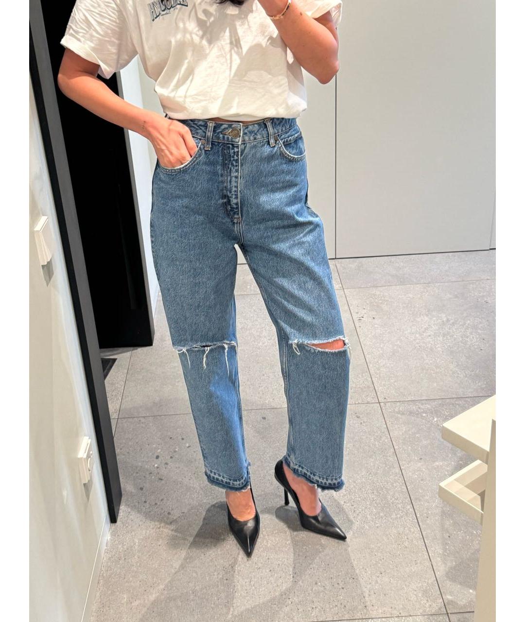 SANDRO Синие хлопковые прямые джинсы, фото 5