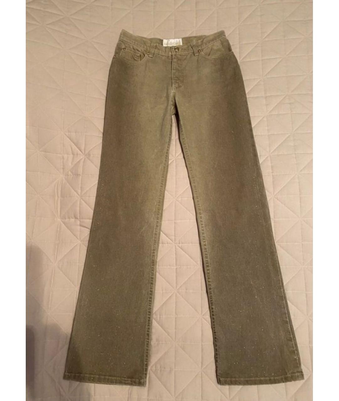 ROBERTO CAVALLI Хаки хлопко-эластановые прямые джинсы, фото 7