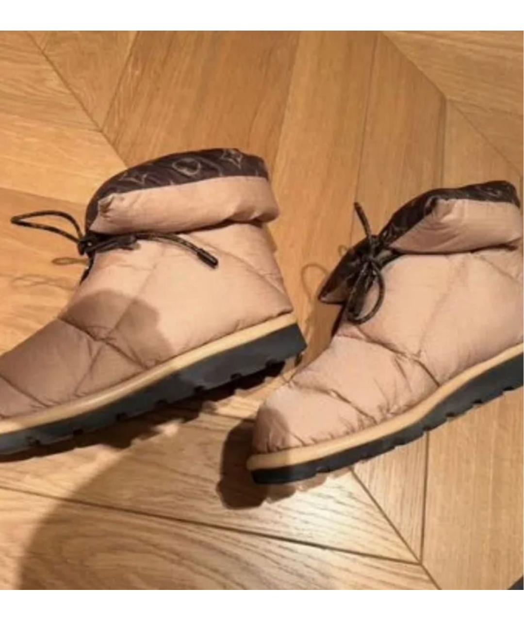 LOUIS VUITTON Бежевые текстильные полусапоги, фото 3