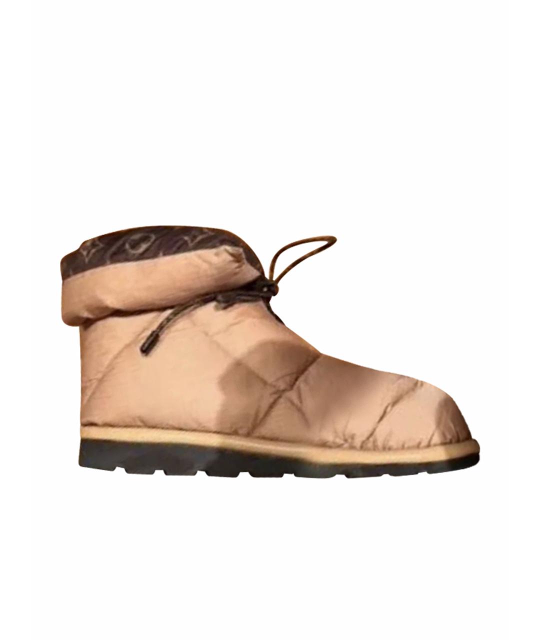 LOUIS VUITTON Бежевые текстильные полусапоги, фото 8