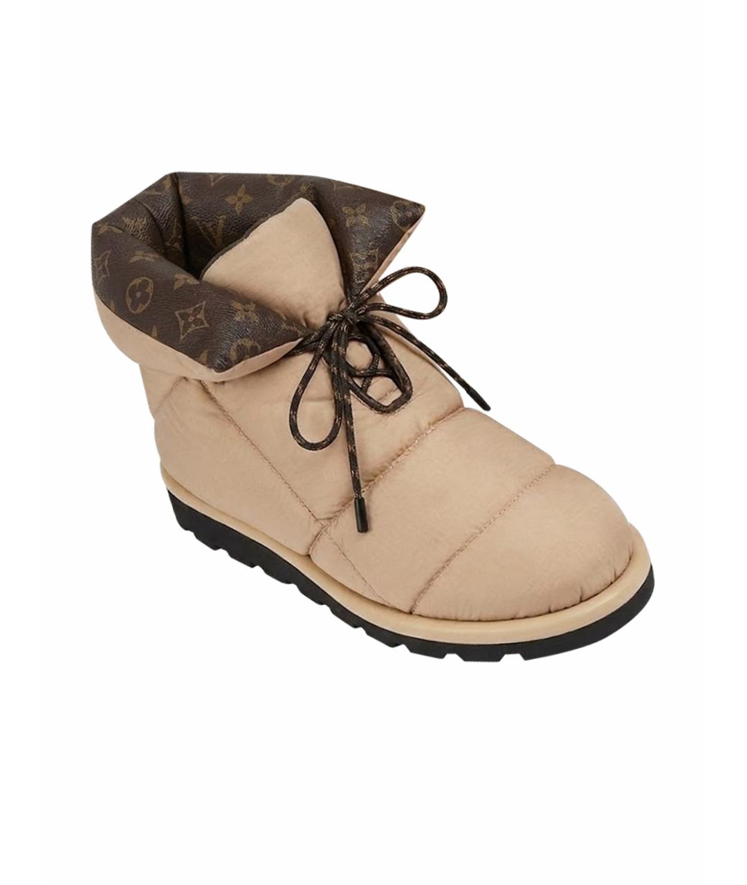 LOUIS VUITTON Бежевые текстильные полусапоги, фото 1