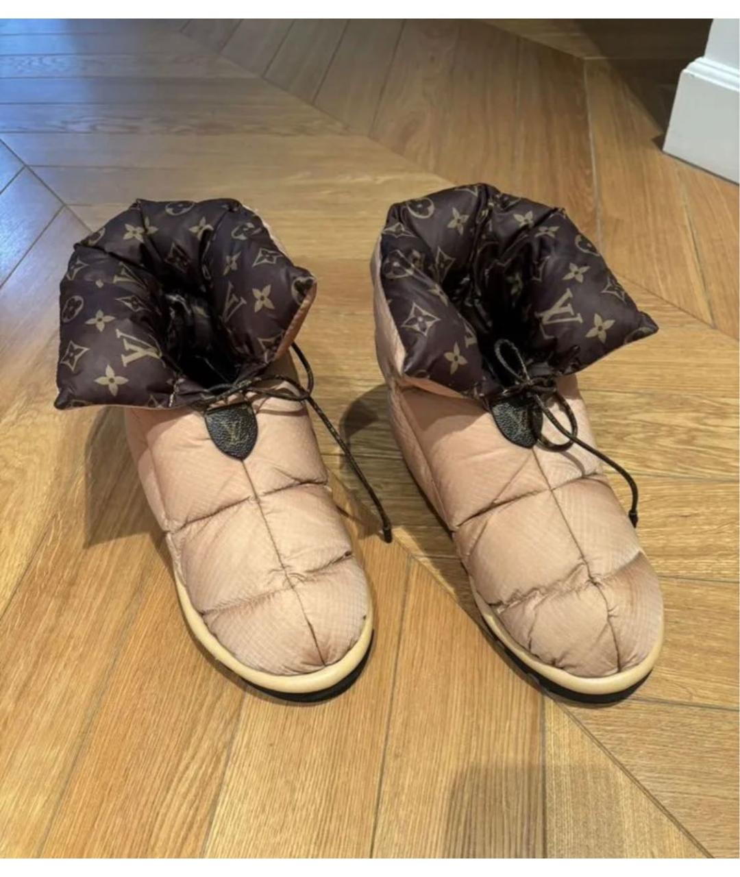 LOUIS VUITTON Бежевые текстильные полусапоги, фото 2