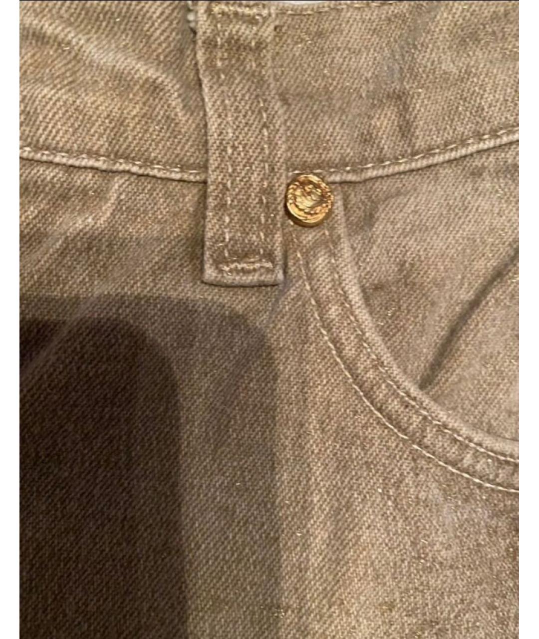 ROBERTO CAVALLI Хаки хлопко-эластановые прямые джинсы, фото 5