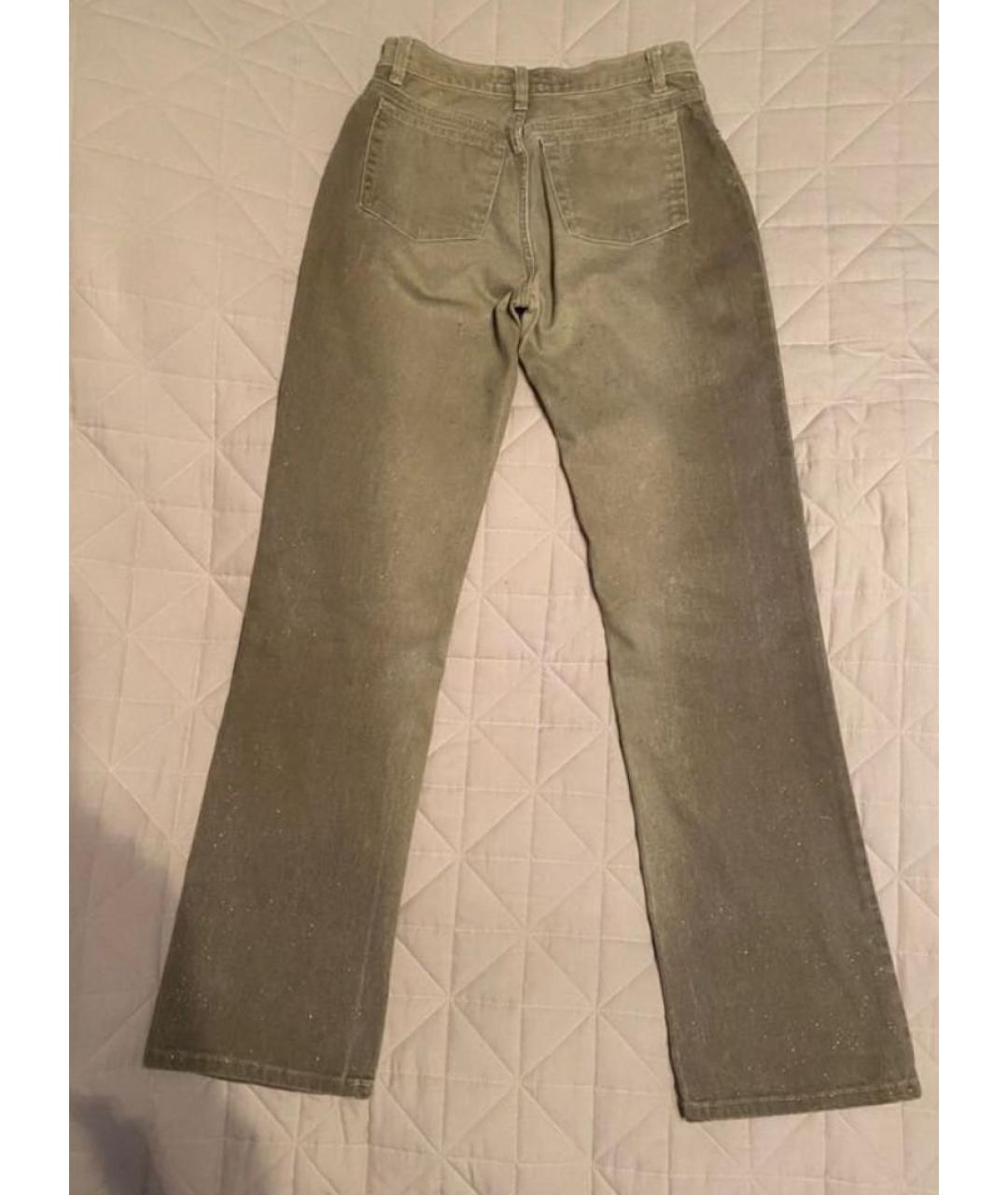 ROBERTO CAVALLI Хаки хлопко-эластановые прямые джинсы, фото 2