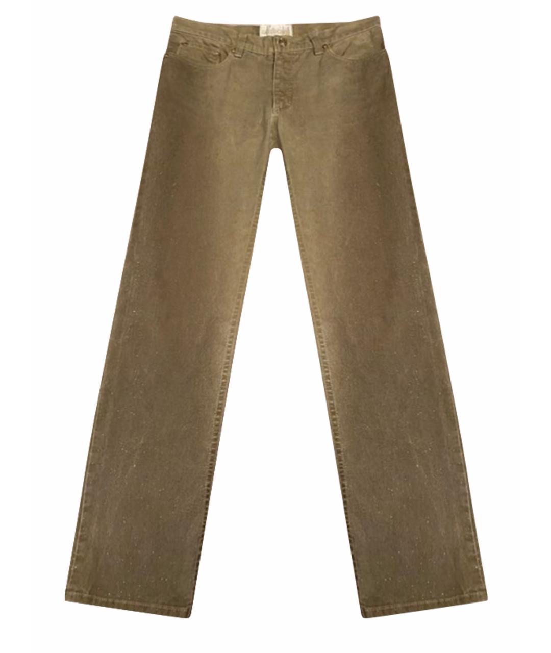 ROBERTO CAVALLI Хаки хлопко-эластановые прямые джинсы, фото 1