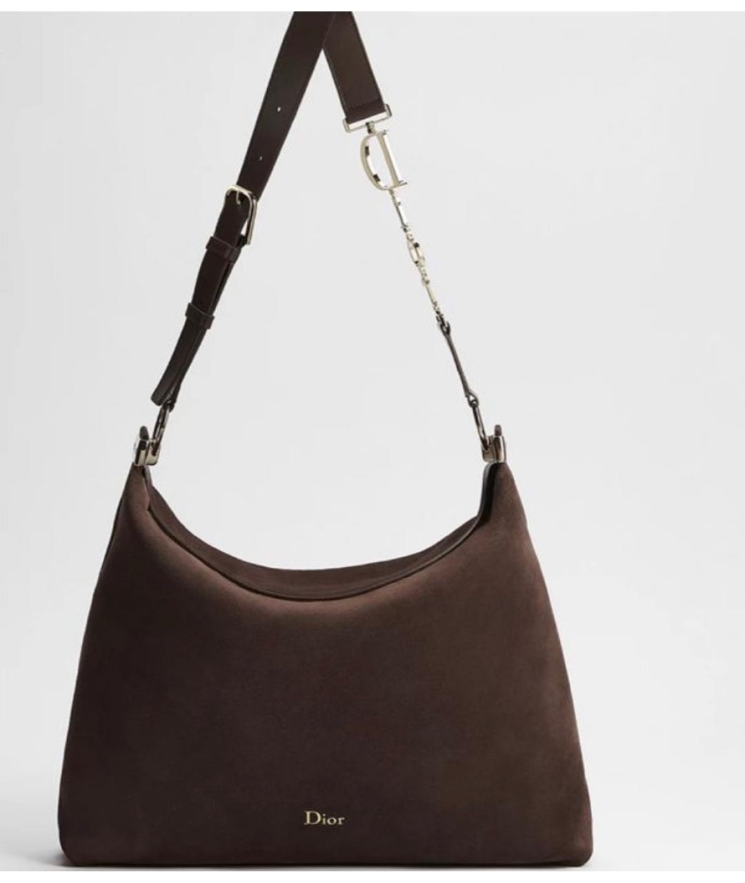 CHRISTIAN DIOR Коричневая замшевая сумка через плечо, фото 6