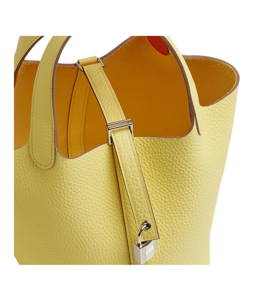 HERMES Желтая кожаная сумка через плечо, фото 4