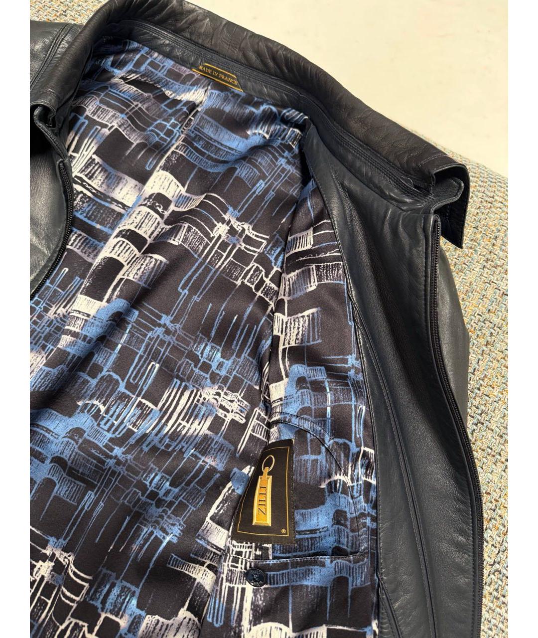 ZILLI Темно-синяя кожаная куртка, фото 3