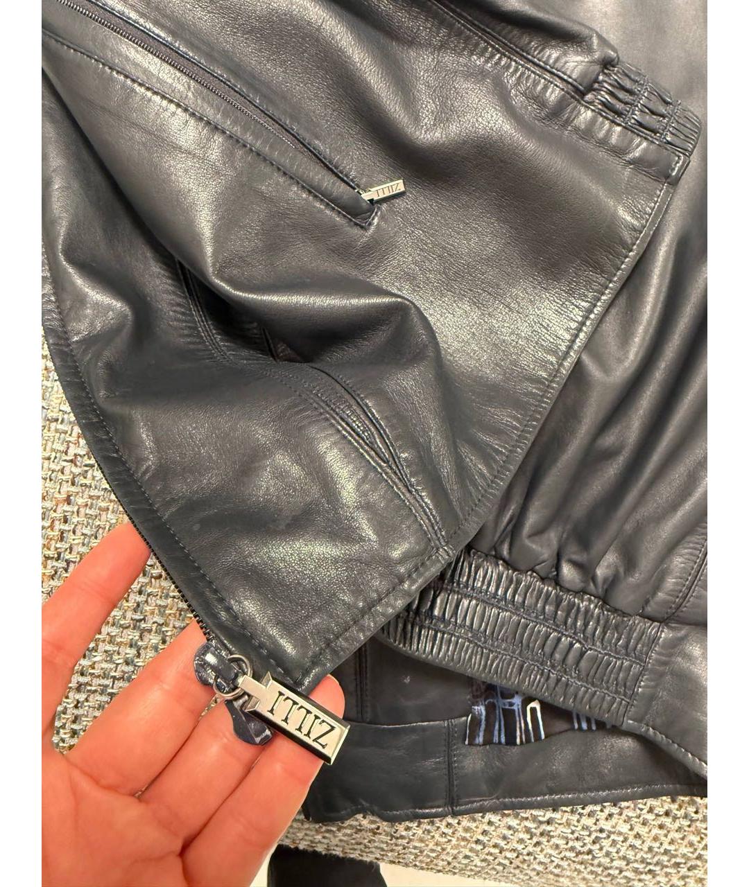ZILLI Темно-синяя кожаная куртка, фото 6