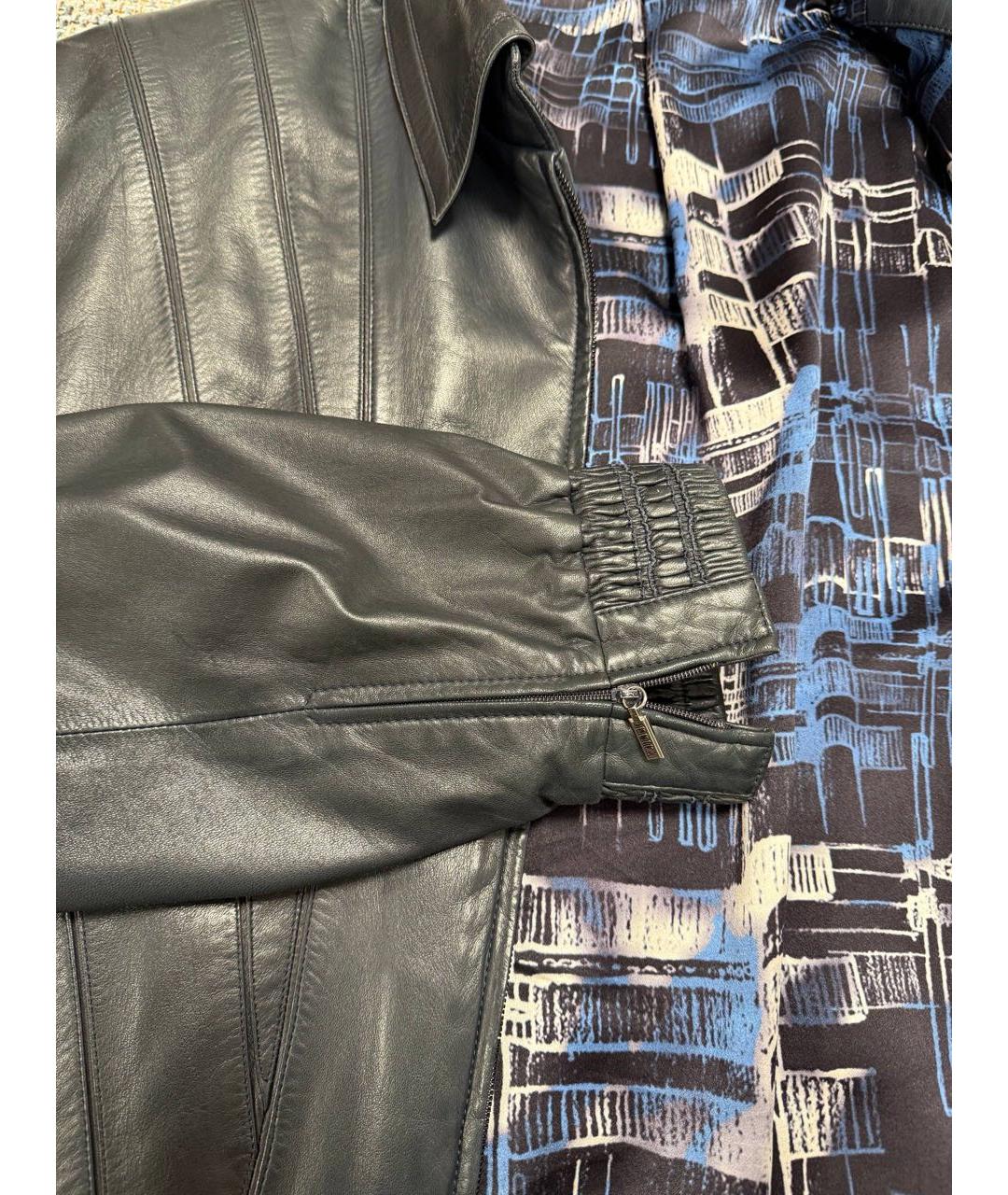 ZILLI Темно-синяя кожаная куртка, фото 8