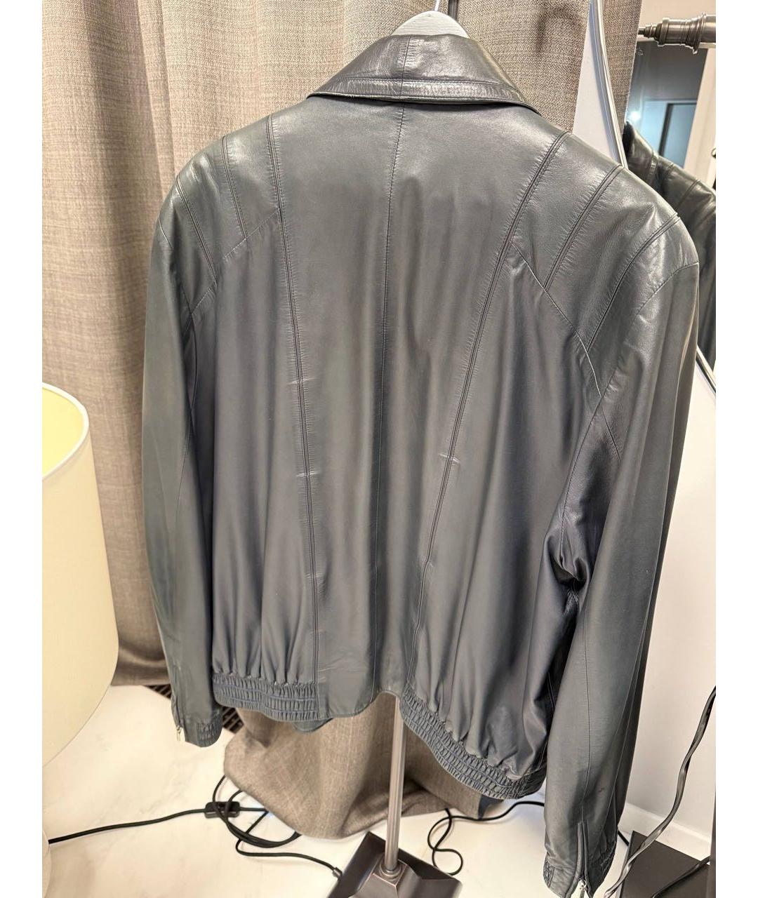 ZILLI Темно-синяя кожаная куртка, фото 2