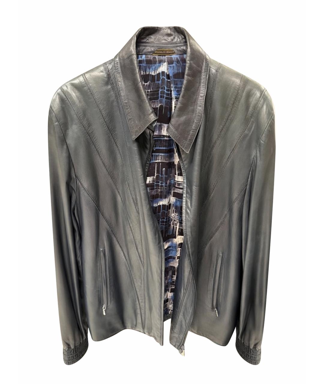 ZILLI Темно-синяя кожаная куртка, фото 1