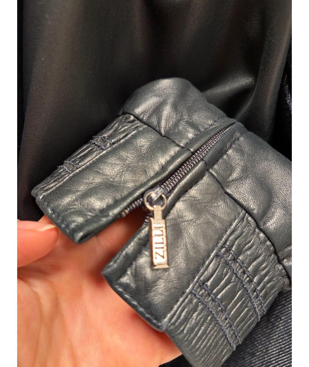 ZILLI Темно-синяя кожаная куртка, фото 7