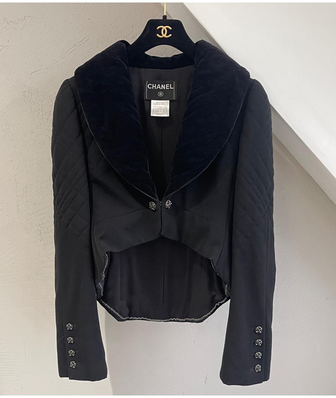 CHANEL Черный шерстяной жакет/пиджак, фото 2
