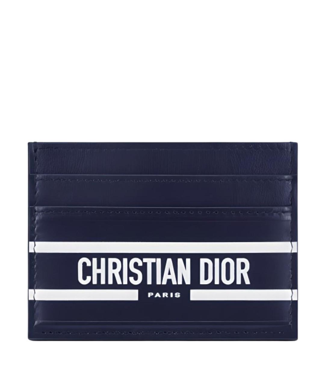 CHRISTIAN DIOR Синий кожаный кардхолдер, фото 1
