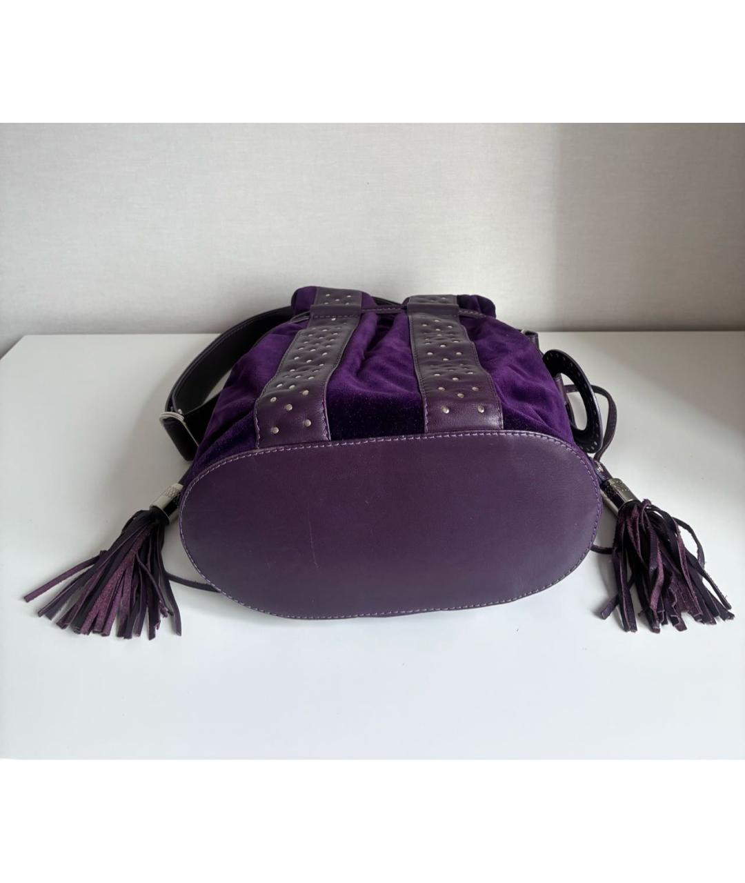LANCEL Фиолетовая замшевая сумка тоут, фото 5
