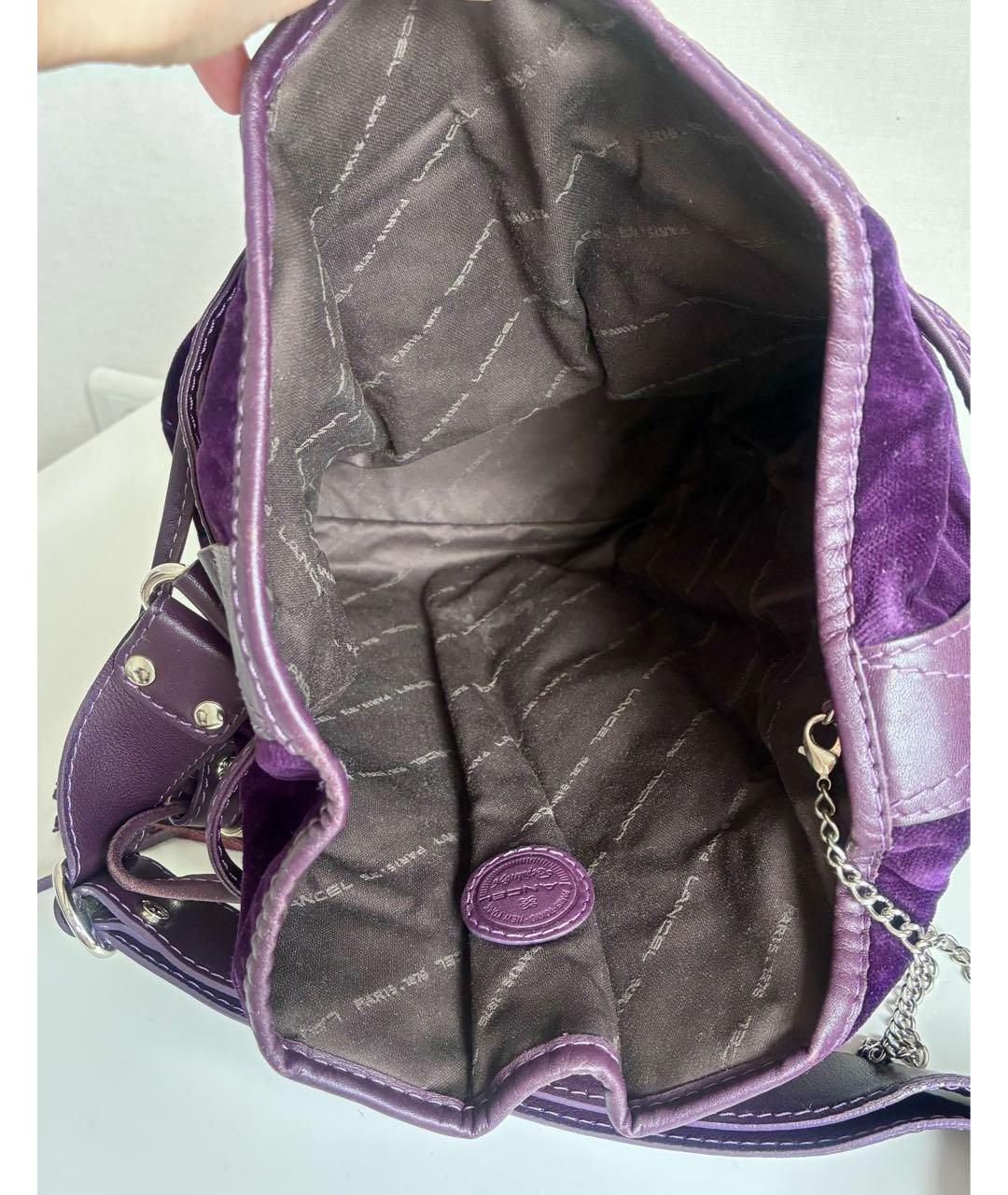 LANCEL Фиолетовая замшевая сумка тоут, фото 4