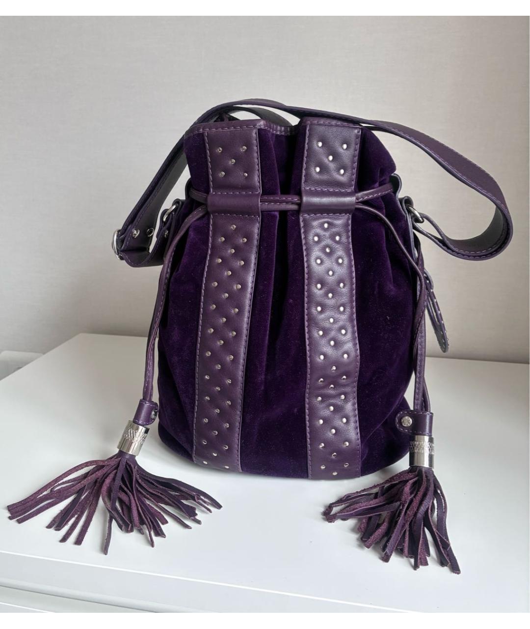 LANCEL Фиолетовая замшевая сумка тоут, фото 6