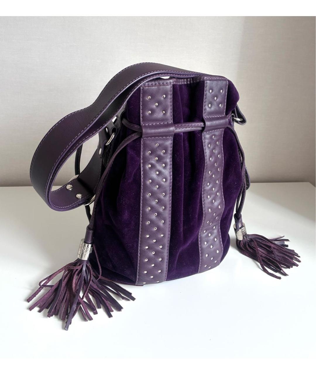 LANCEL Фиолетовая замшевая сумка тоут, фото 2