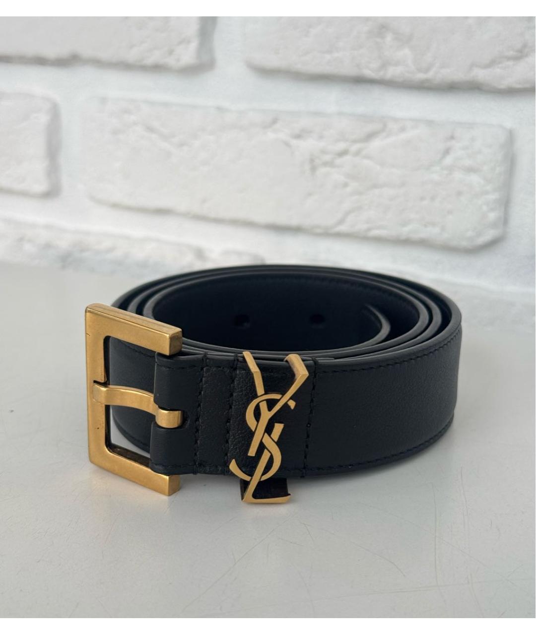 SAINT LAURENT Черный кожаный ремень, фото 5