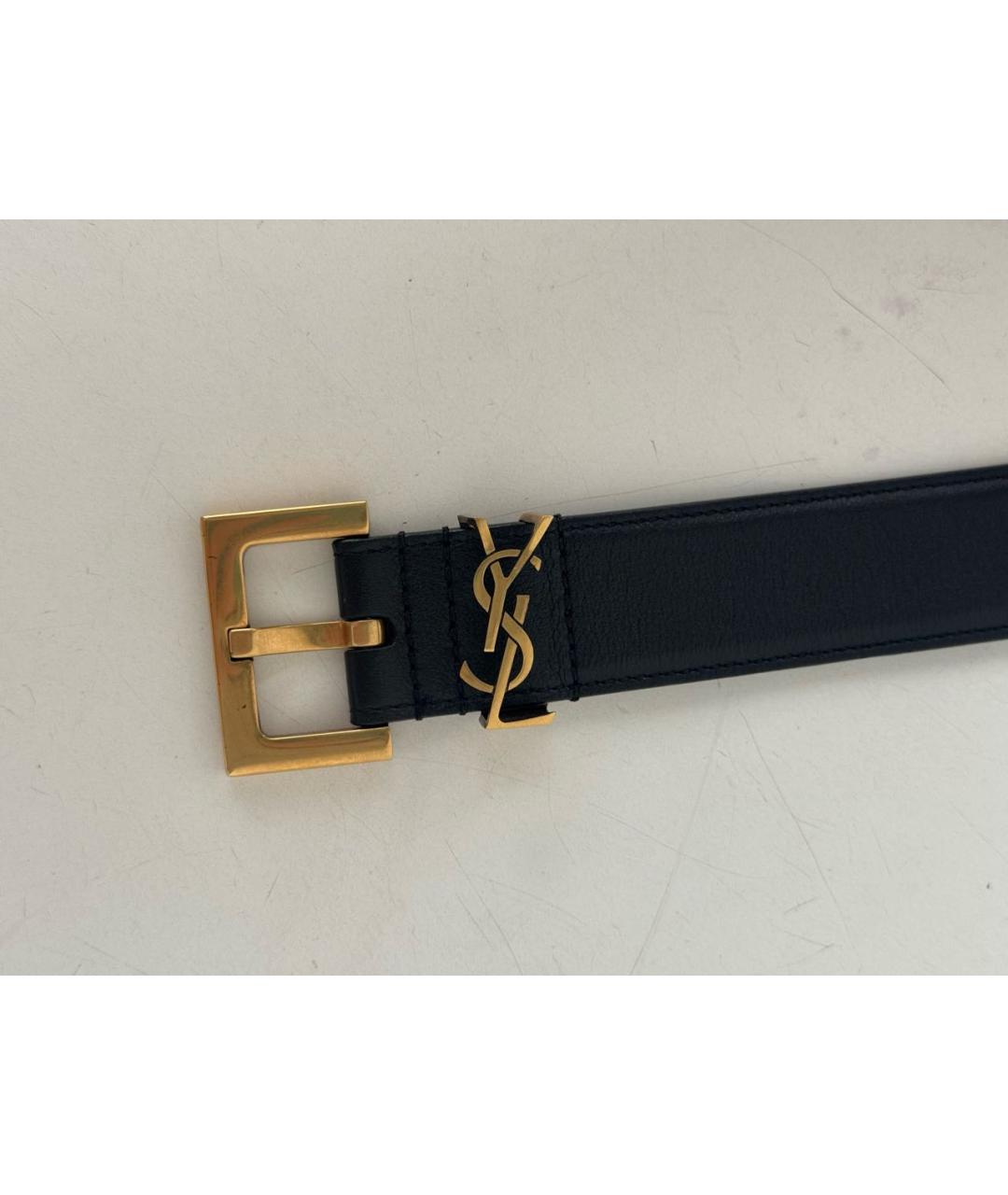 SAINT LAURENT Черный кожаный ремень, фото 2