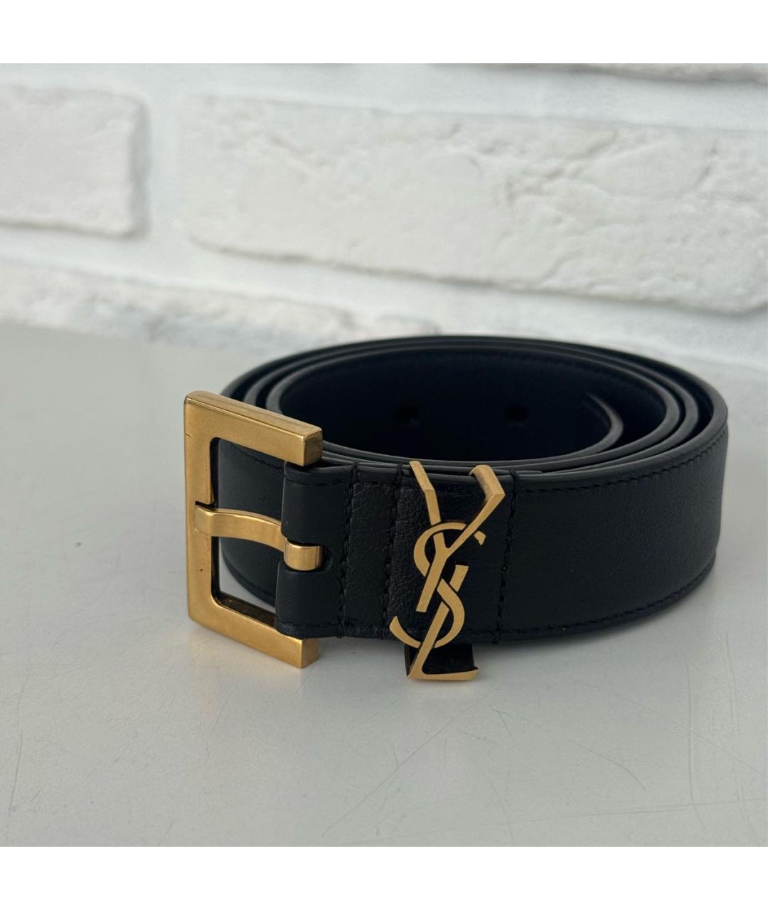 SAINT LAURENT Черный кожаный ремень, фото 4