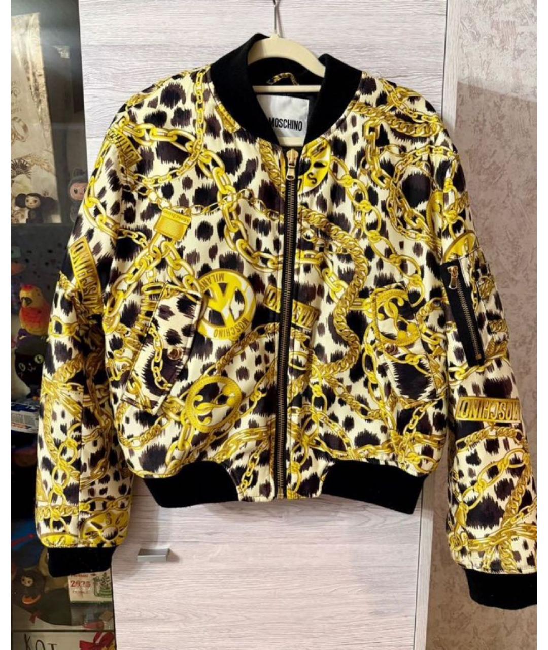 MOSCHINO Желтая синтетическая куртка, фото 7