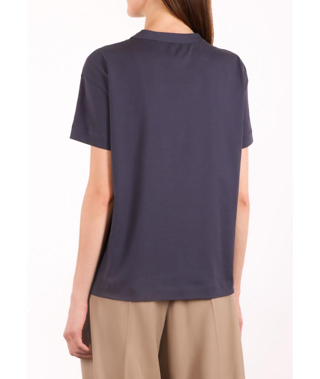 BRUNELLO CUCINELLI Синяя хлопковая футболка, фото 3