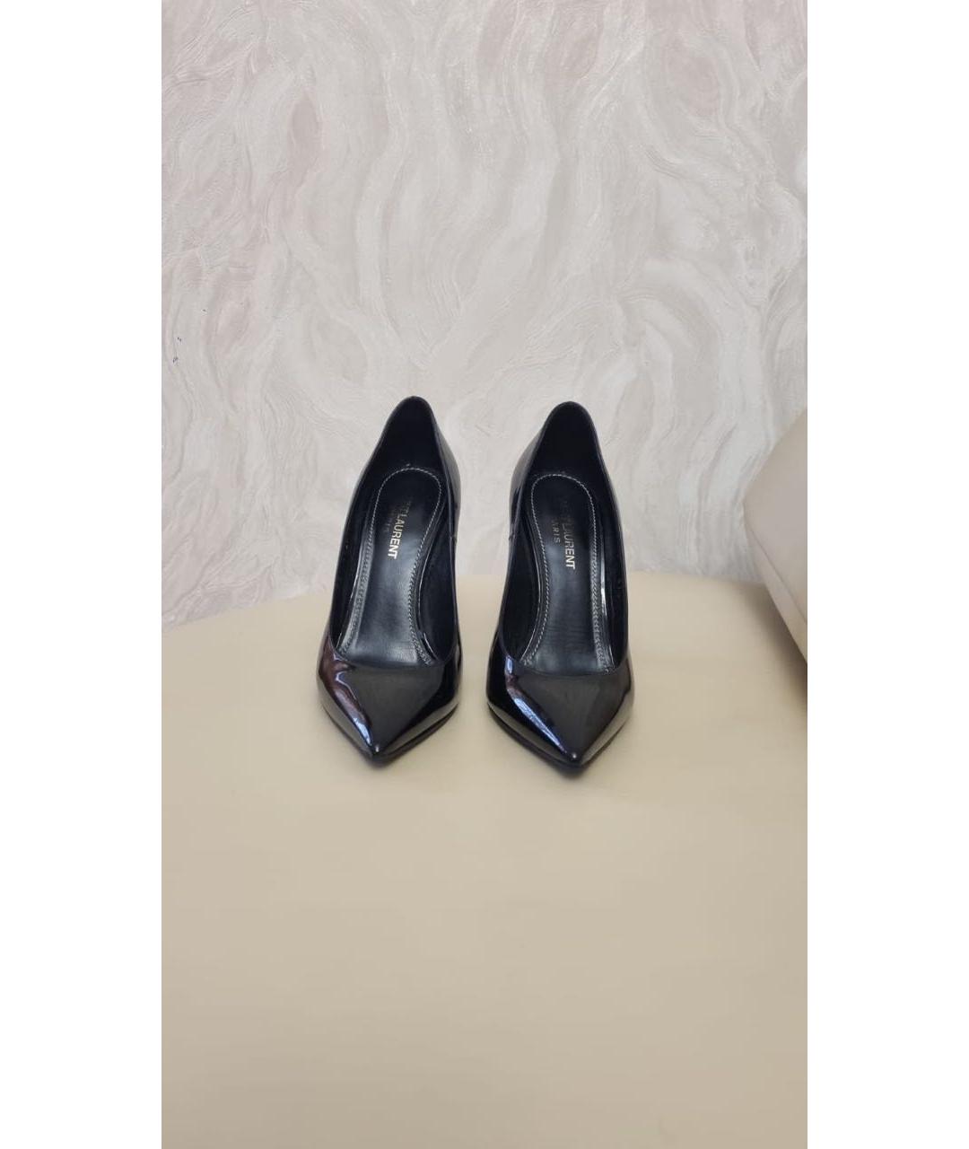 SAINT LAURENT Черные кожаные туфли, фото 2