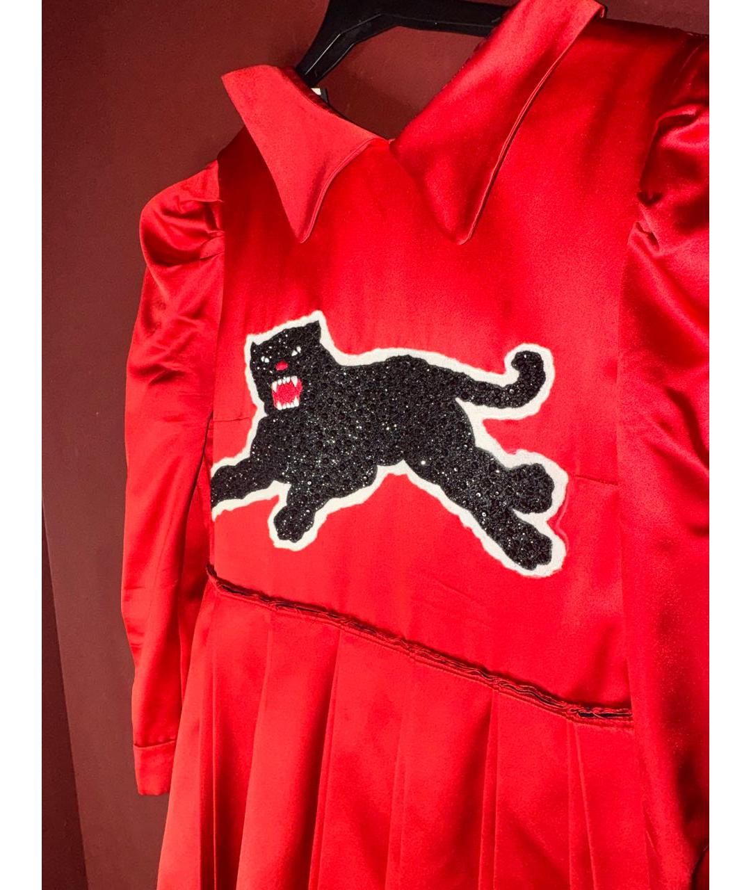 GUCCI Красное шелковое повседневное платье, фото 3