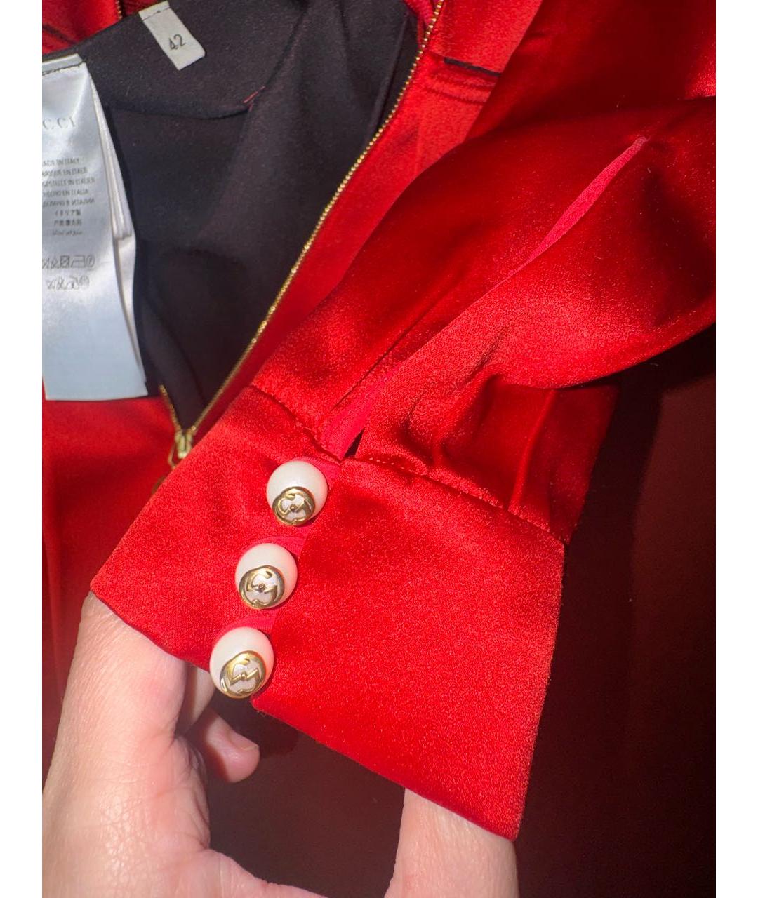 GUCCI Красное шелковое повседневное платье, фото 4