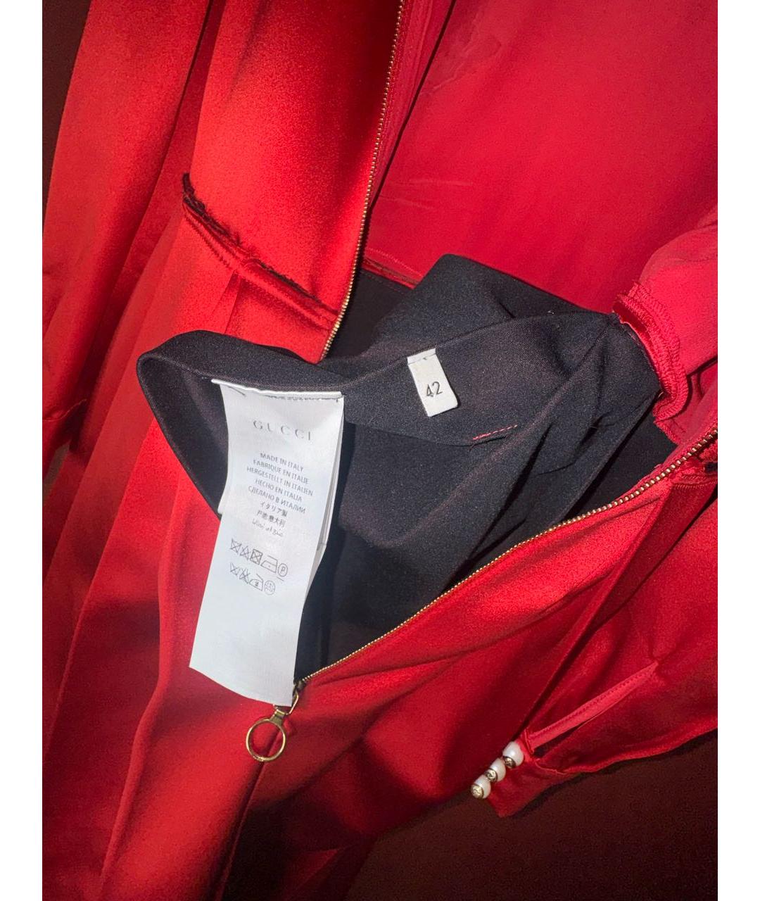 GUCCI Красное шелковое повседневное платье, фото 6