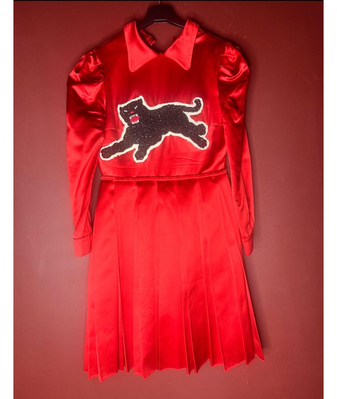 GUCCI Красное шелковое повседневное платье, фото 9
