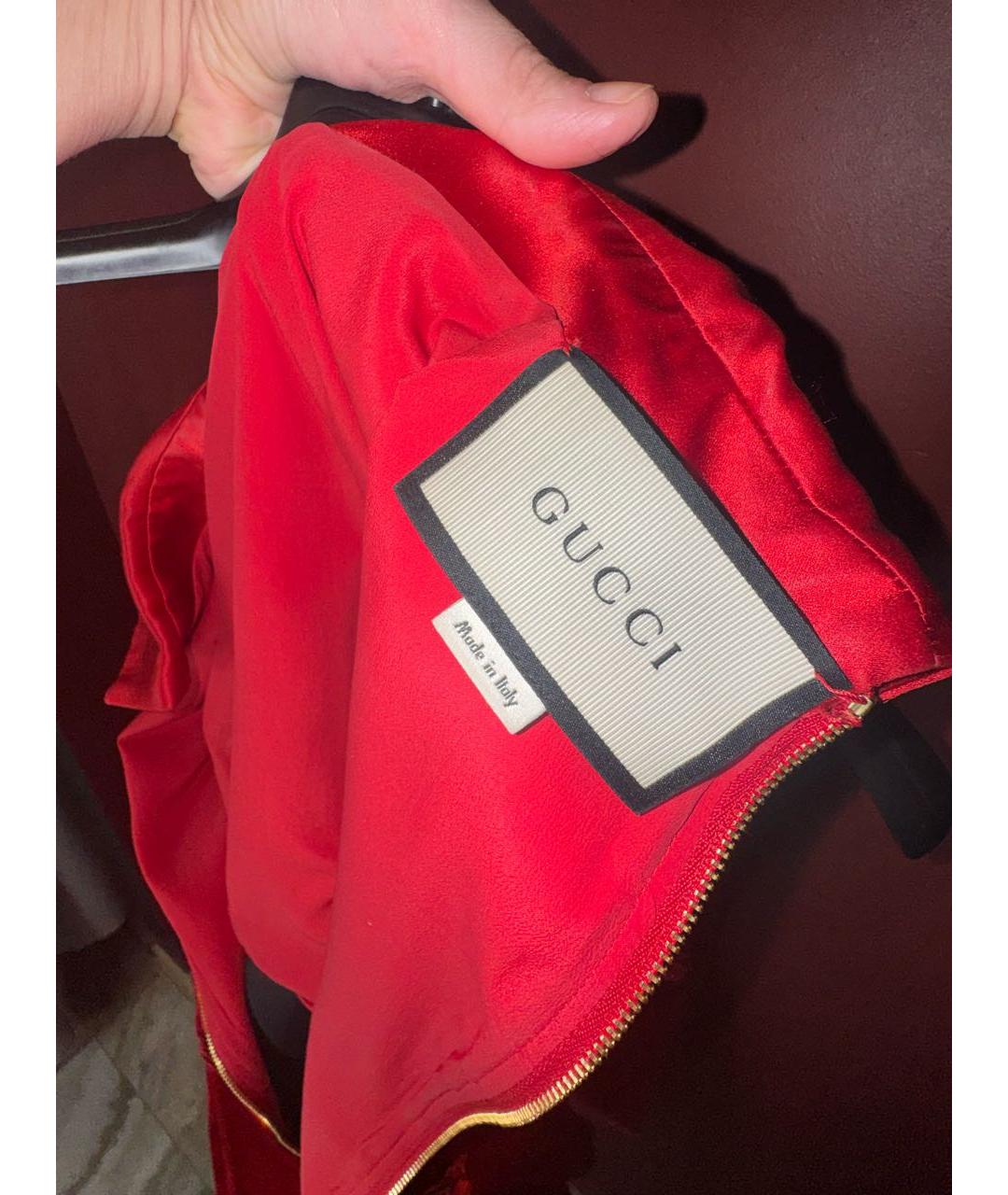 GUCCI Красное шелковое повседневное платье, фото 7