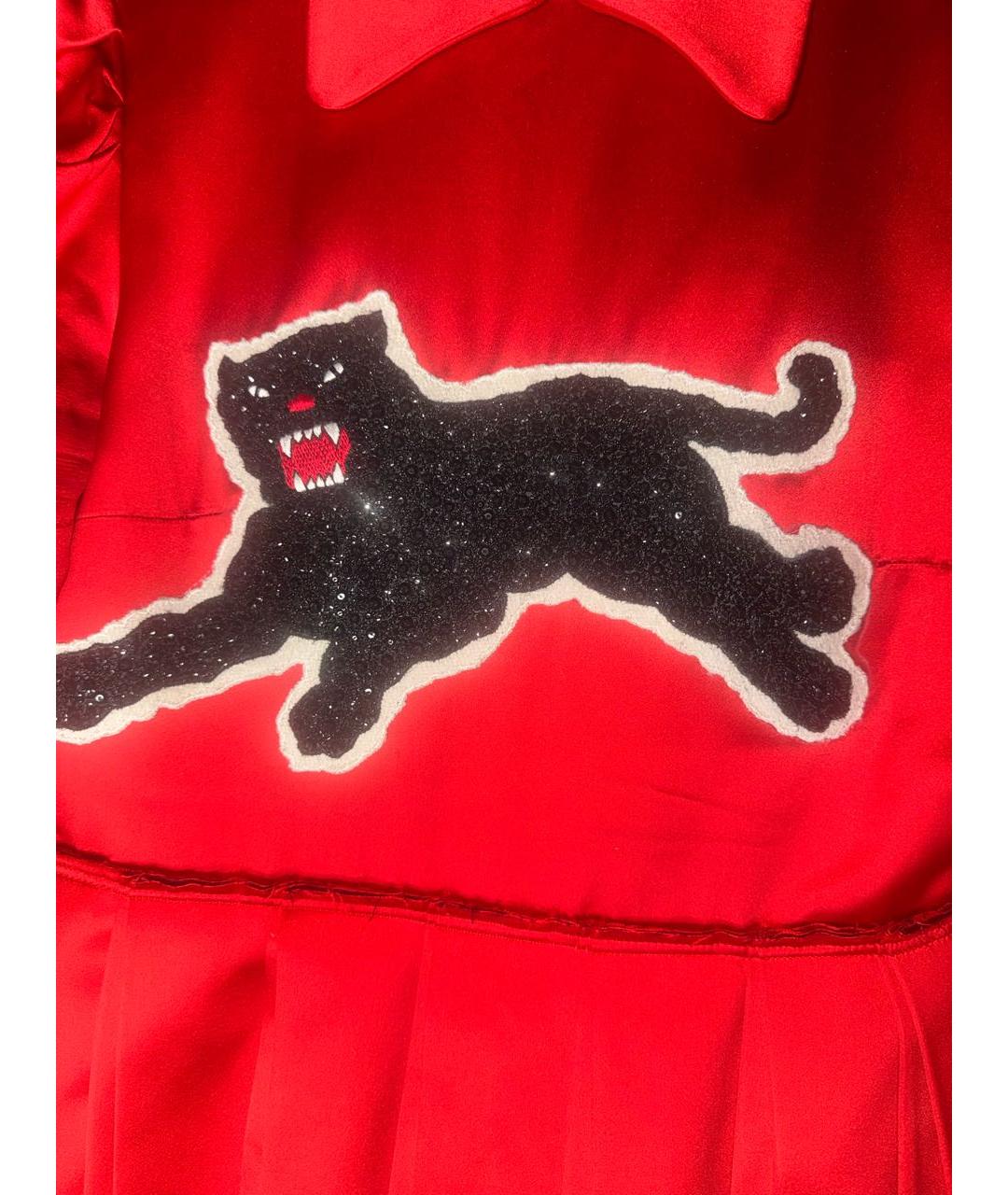 GUCCI Красное шелковое повседневное платье, фото 8