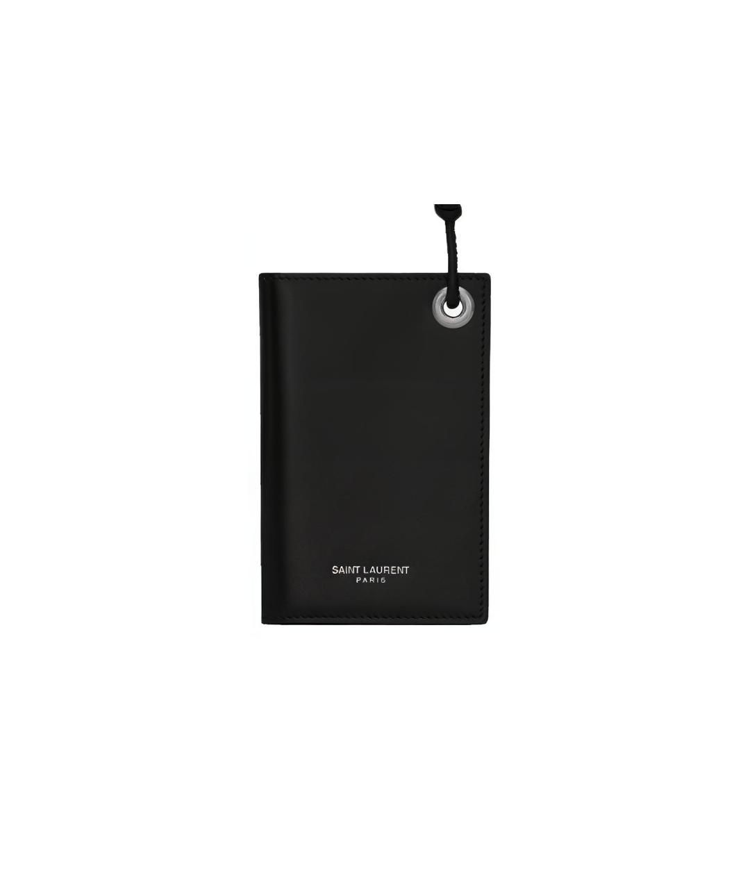 SAINT LAURENT Черный кожаный кардхолдер, фото 6