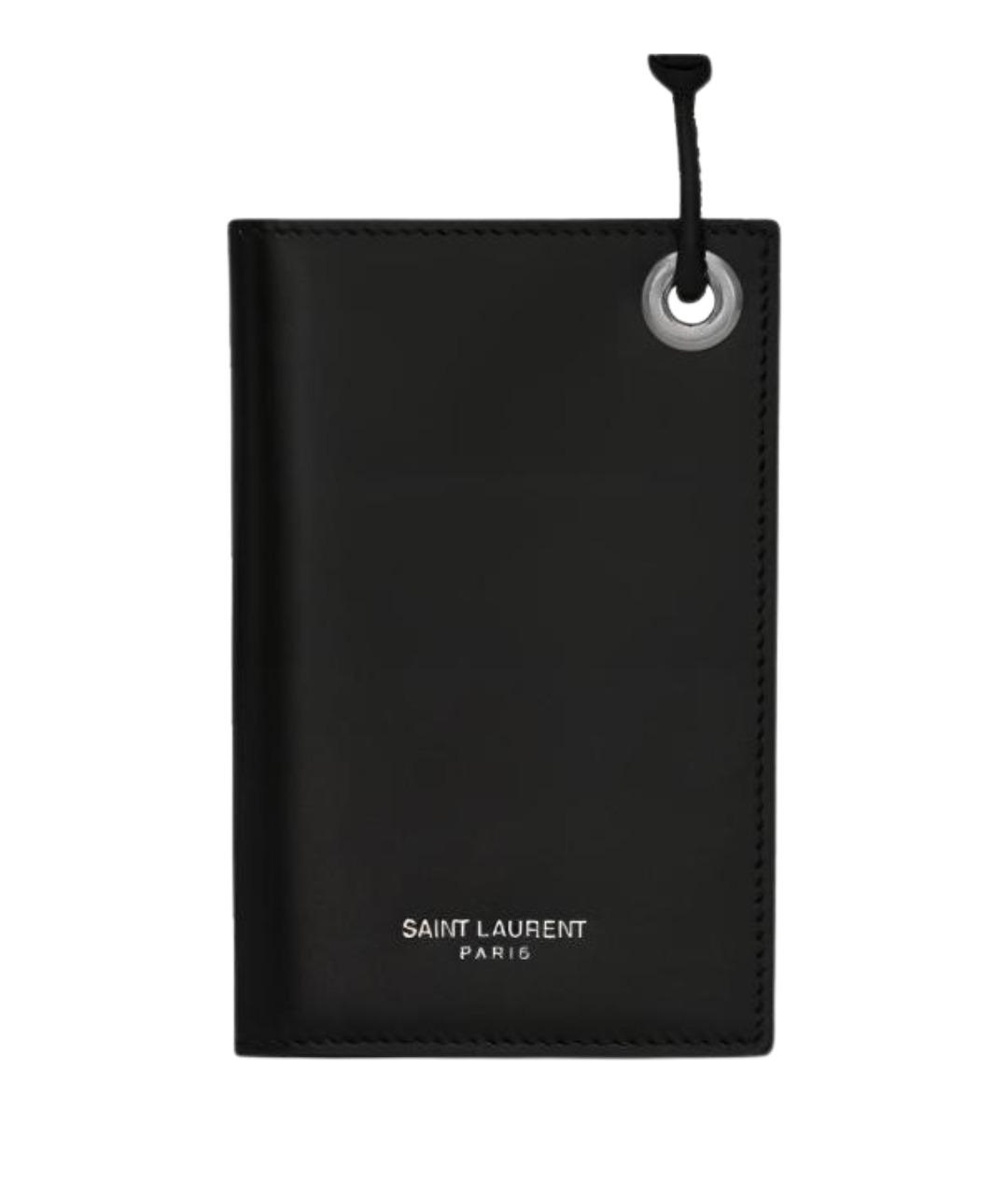 SAINT LAURENT Черный кожаный кардхолдер, фото 1
