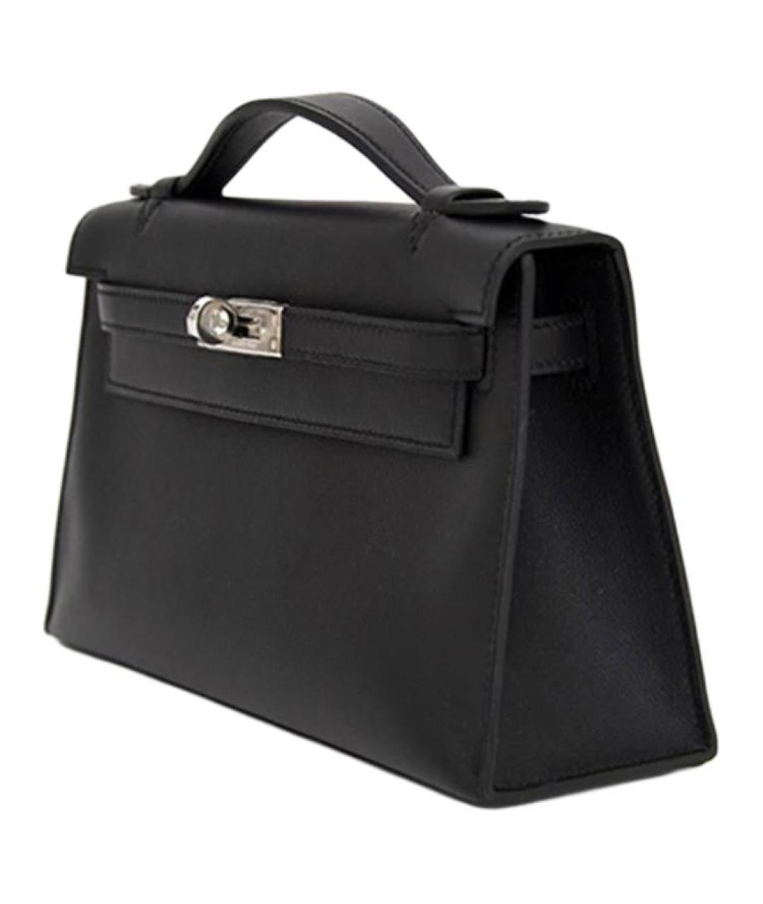 HERMES Черная кожаная сумка с короткими ручками, фото 2