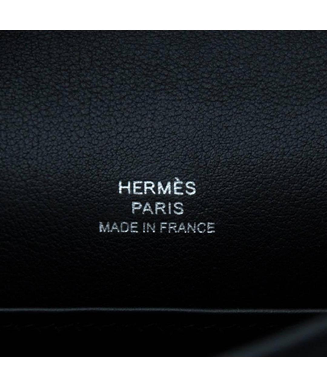 HERMES Черная кожаная сумка с короткими ручками, фото 5