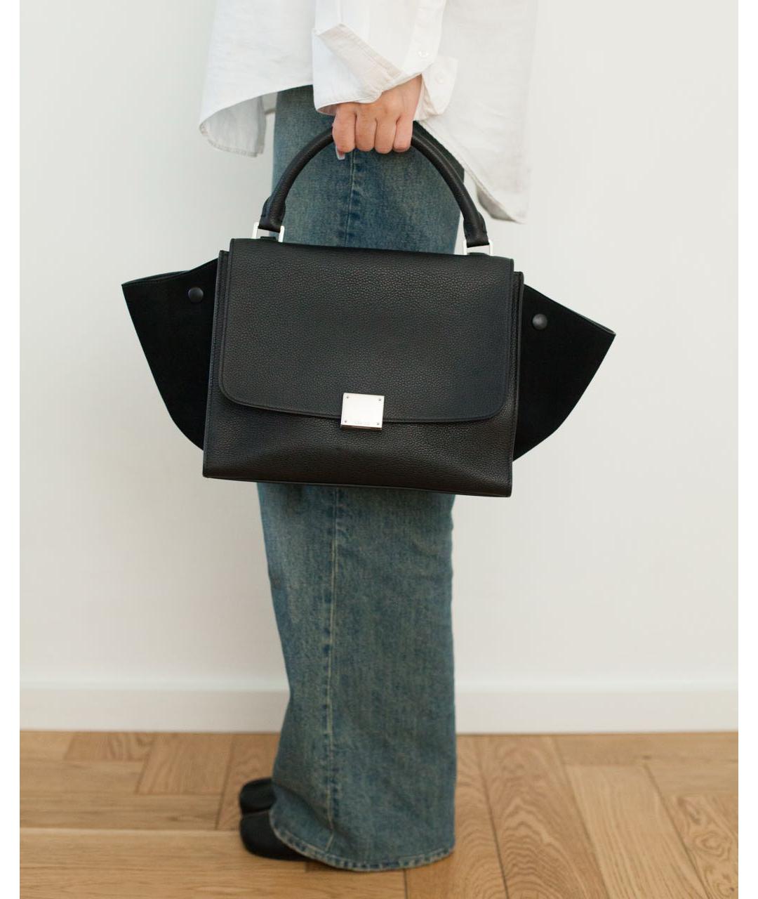 CELINE Черная кожаная сумка с короткими ручками, фото 4