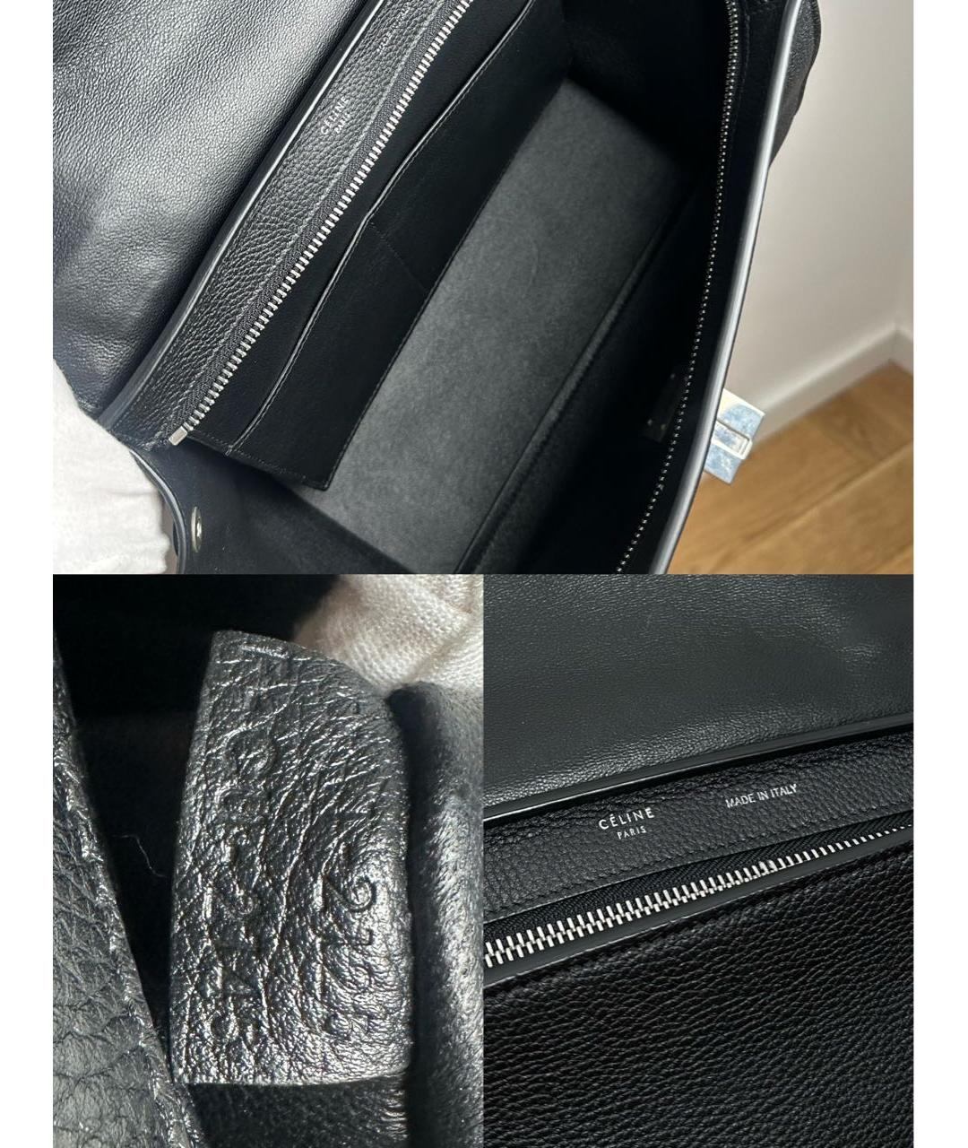 CELINE Черная кожаная сумка с короткими ручками, фото 7