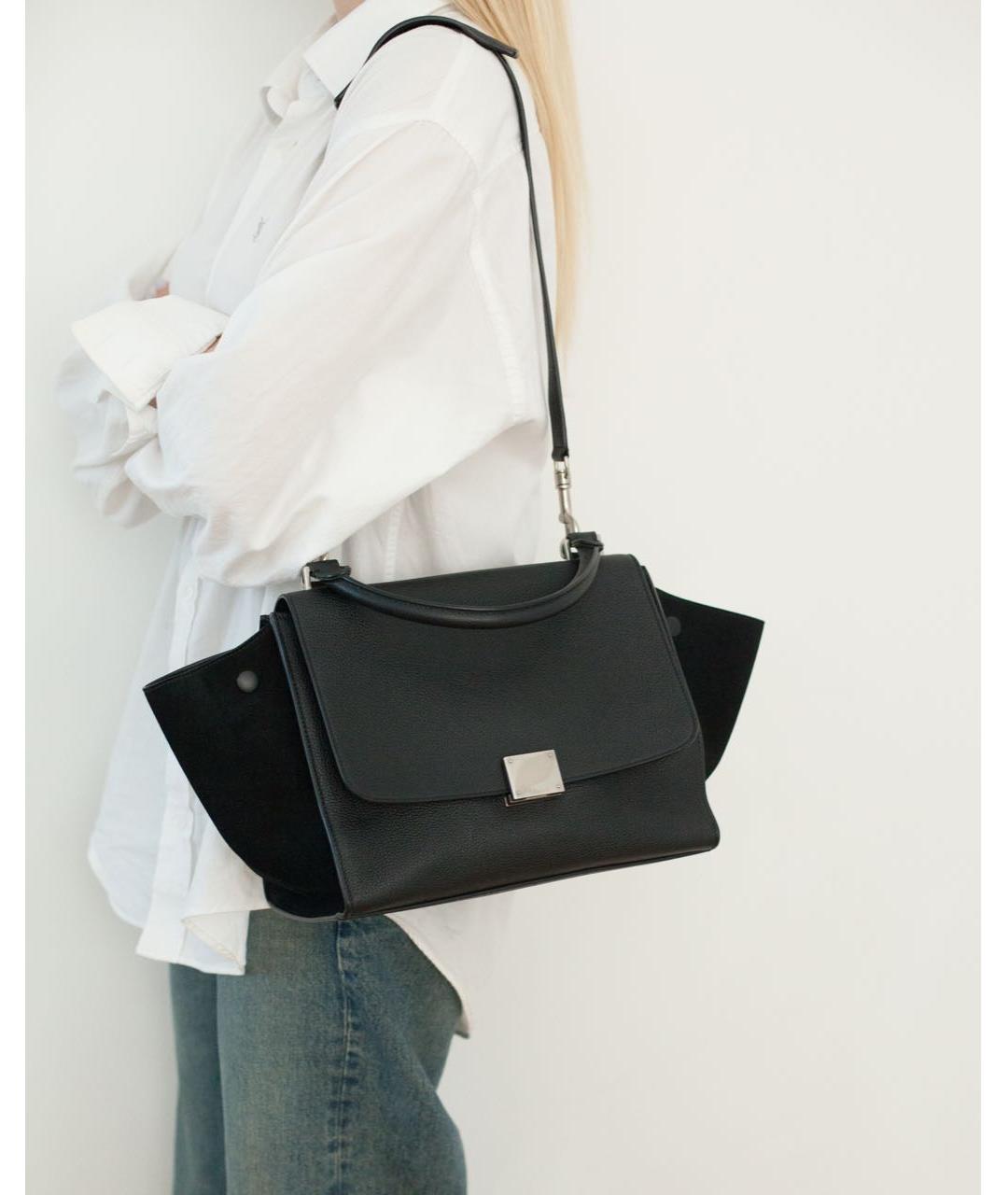 CELINE Черная кожаная сумка с короткими ручками, фото 2