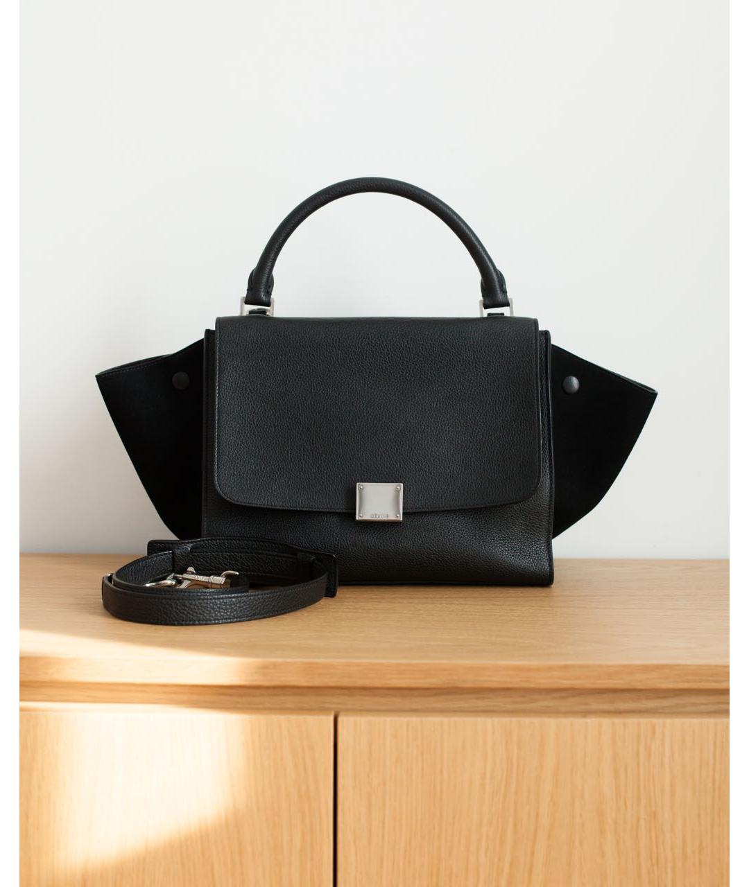 CELINE Черная кожаная сумка с короткими ручками, фото 8