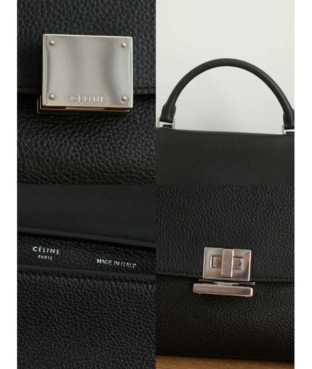 CELINE Черная кожаная сумка с короткими ручками, фото 6