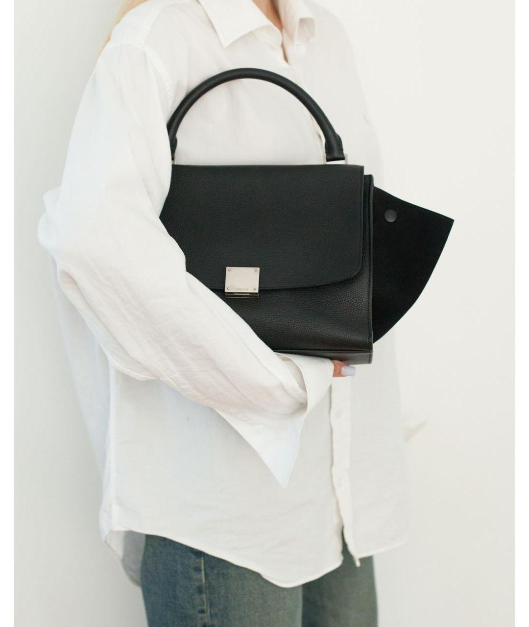 CELINE Черная кожаная сумка с короткими ручками, фото 3