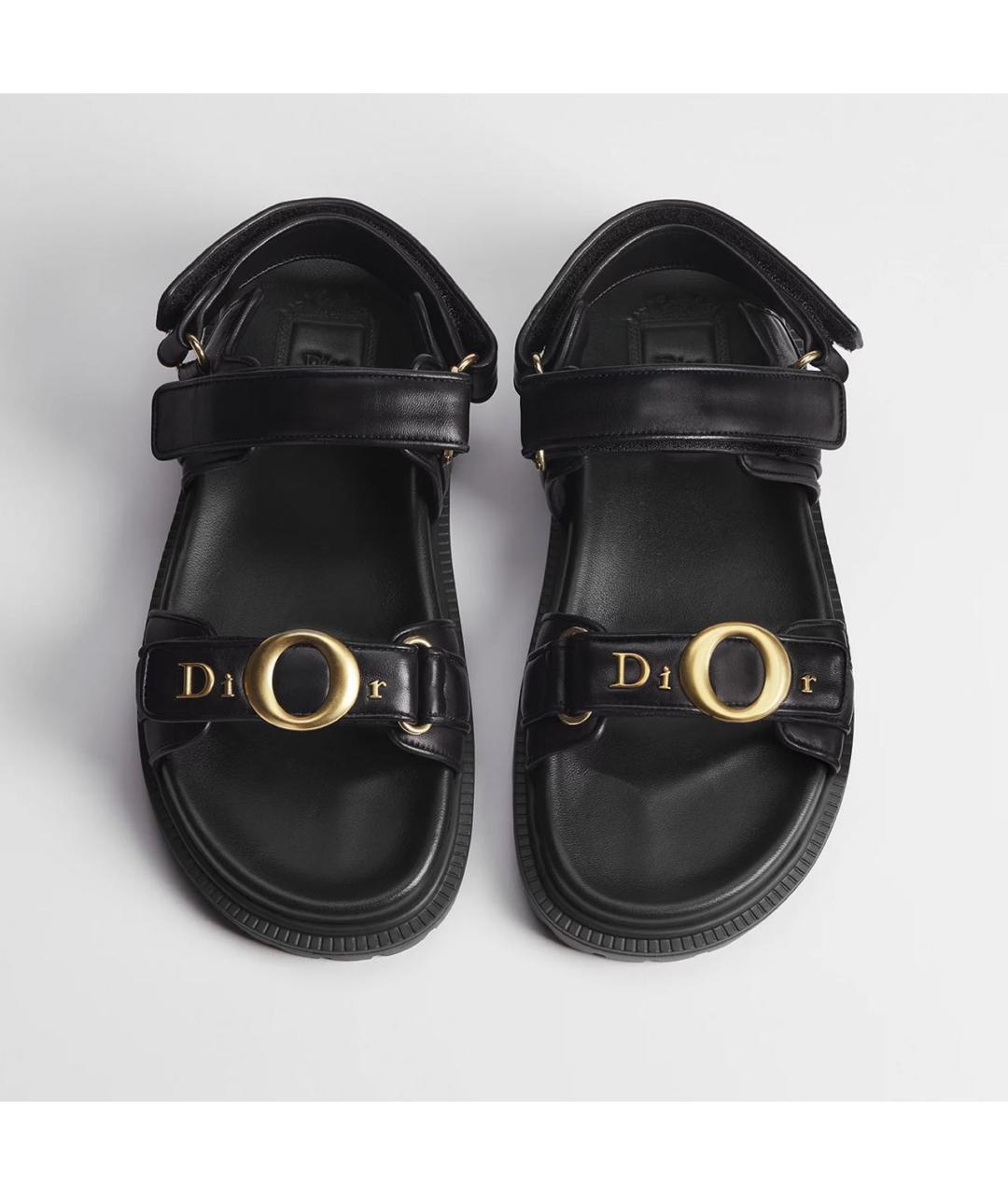 CHRISTIAN DIOR Черные кожаные босоножки, фото 2