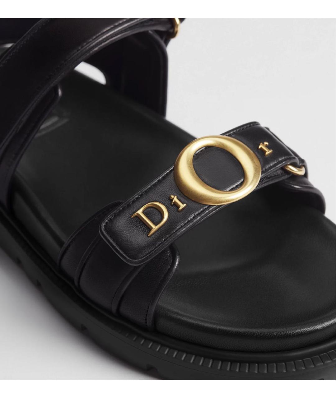 CHRISTIAN DIOR Черные кожаные босоножки, фото 3