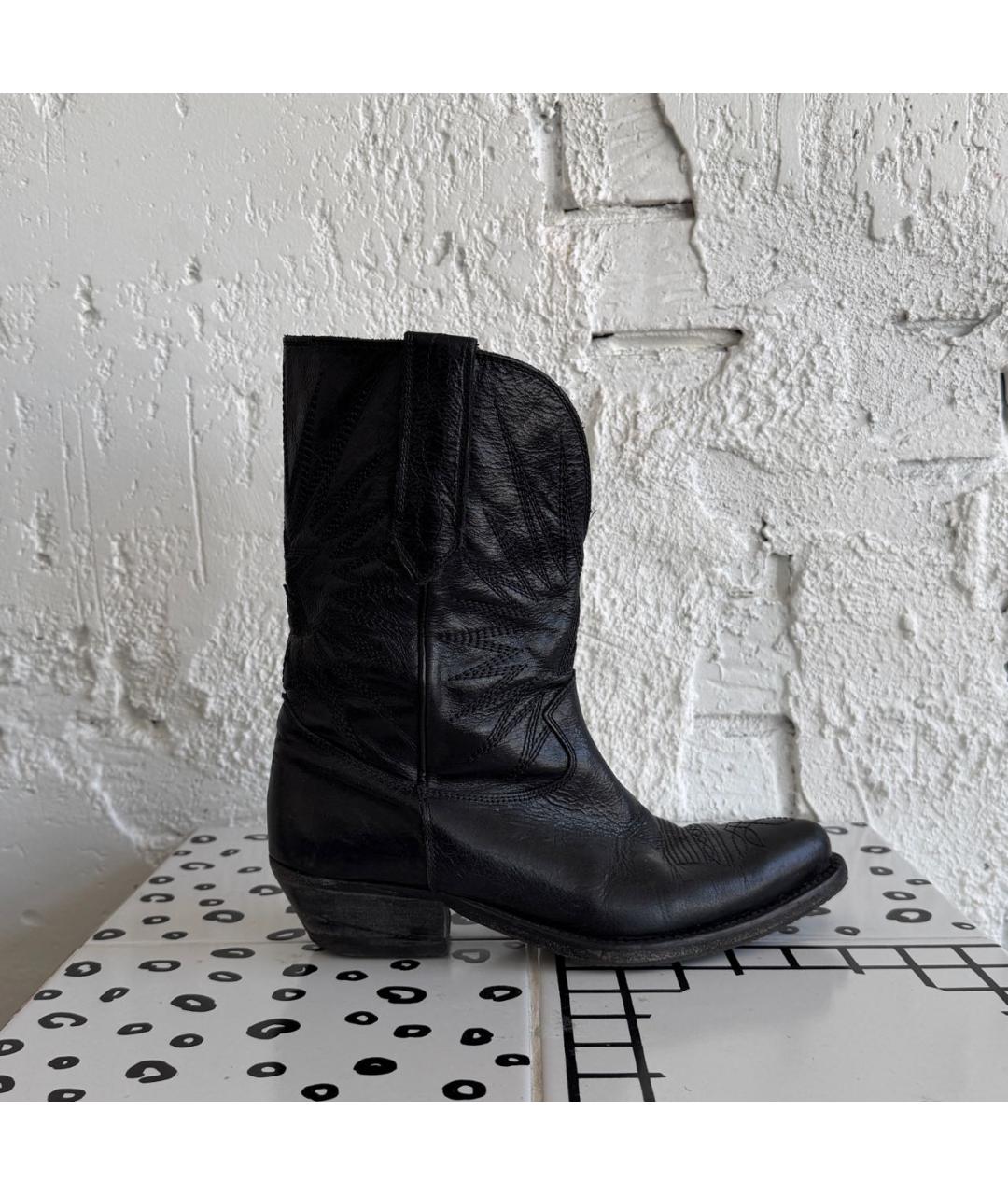 GOLDEN GOOSE DELUXE BRAND Черные кожаные полусапоги, фото 7